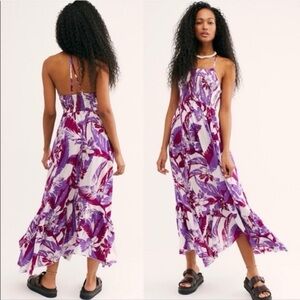 Intimately Free People Women’s Heat Wave Smocked Floral Maxi Dress Ruffle Size L